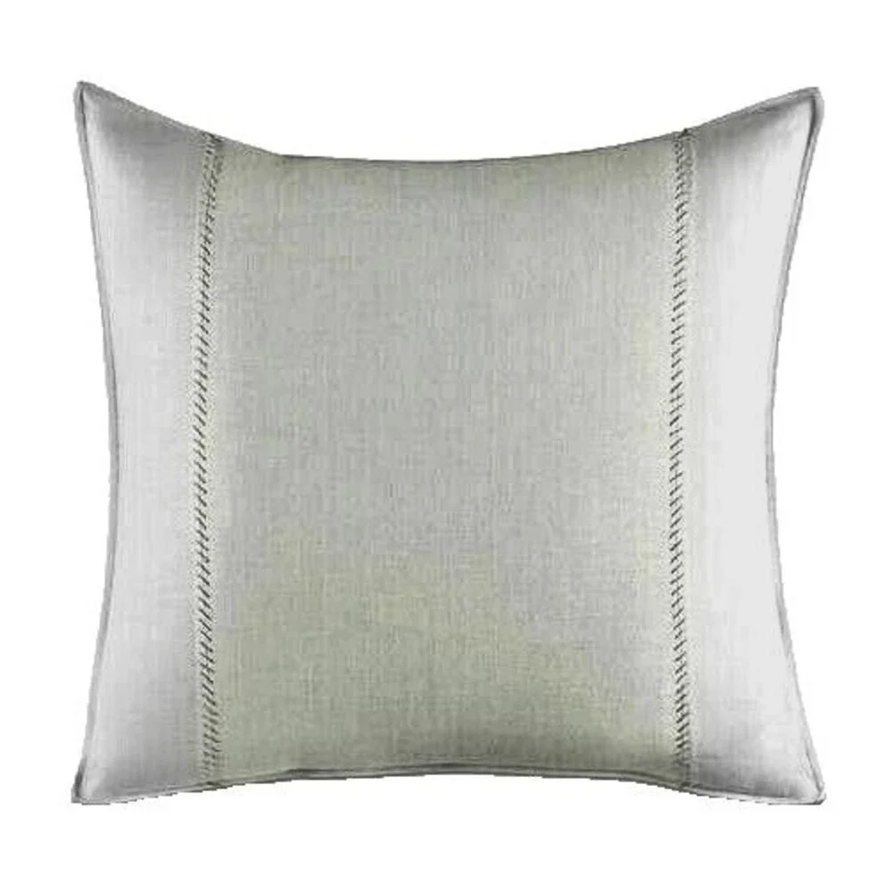 Vera Wang Painted Stripe European Euro Sham Aqua White Ramie Linen Dorm 26x26